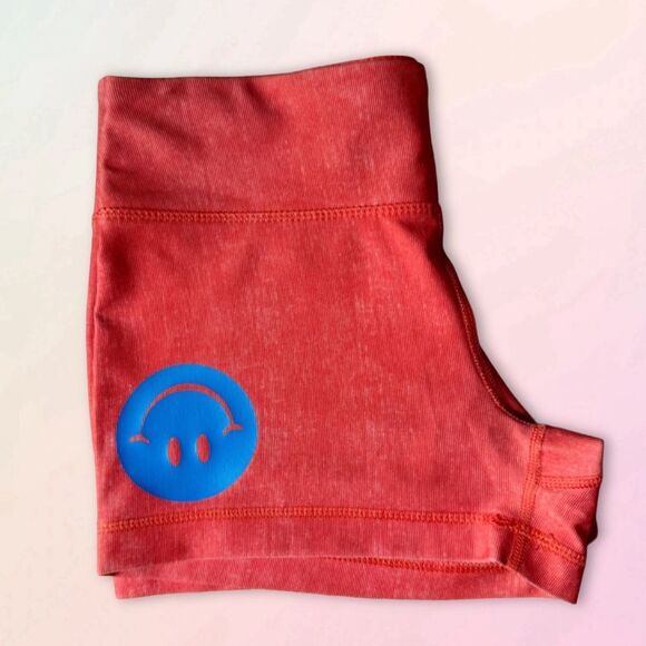 Retro, Upcycled, Upside Down Smiley, Active Micro Shorts - Picture 13 of 13